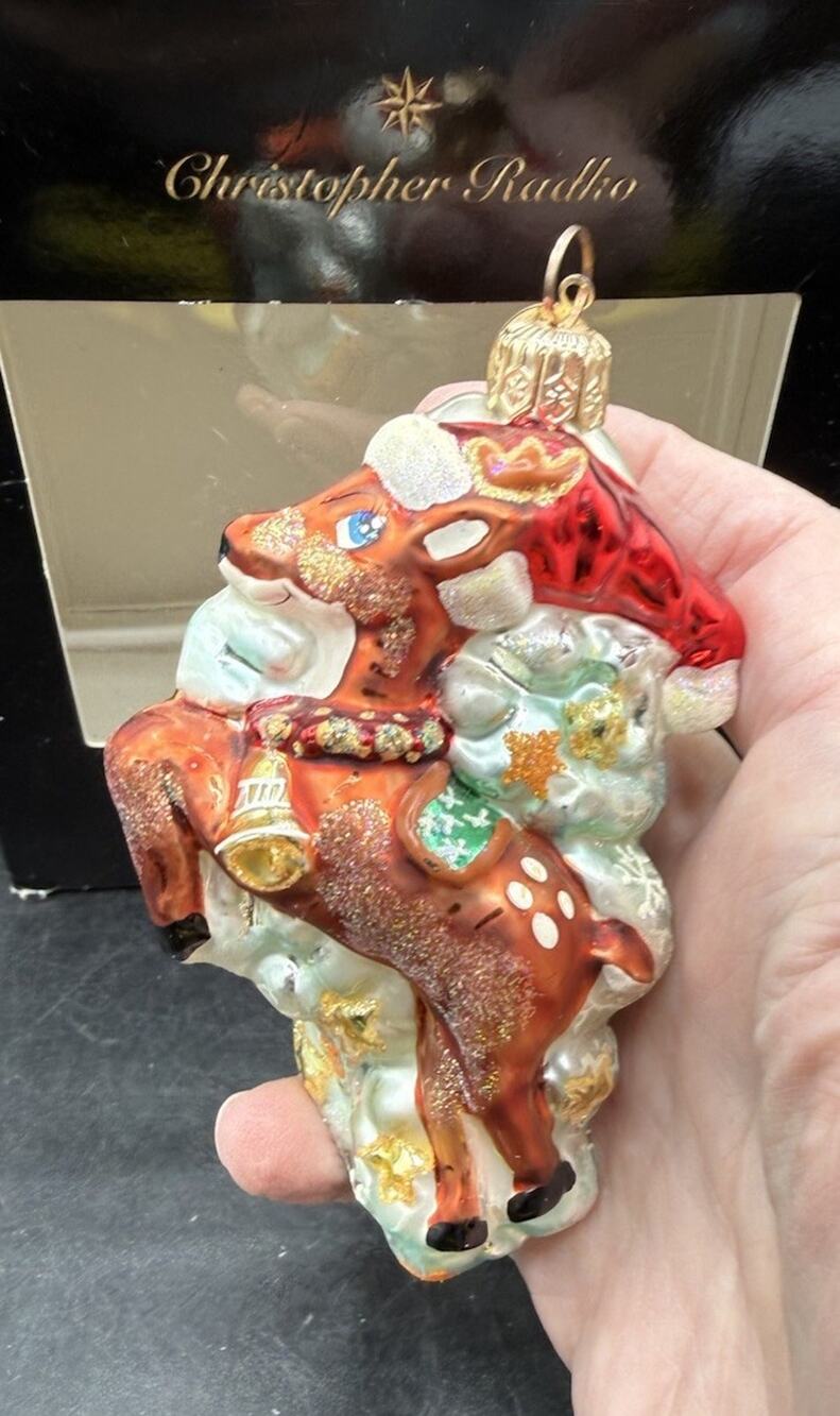 Christopher Radko DASH-HER Flying Reindeer Dasher Christmas Ornament Box -54D